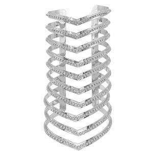 🔴 CLEARANCE Super Wide Open Rhinestone Egyptian Silver Statement Cuff Bracelet